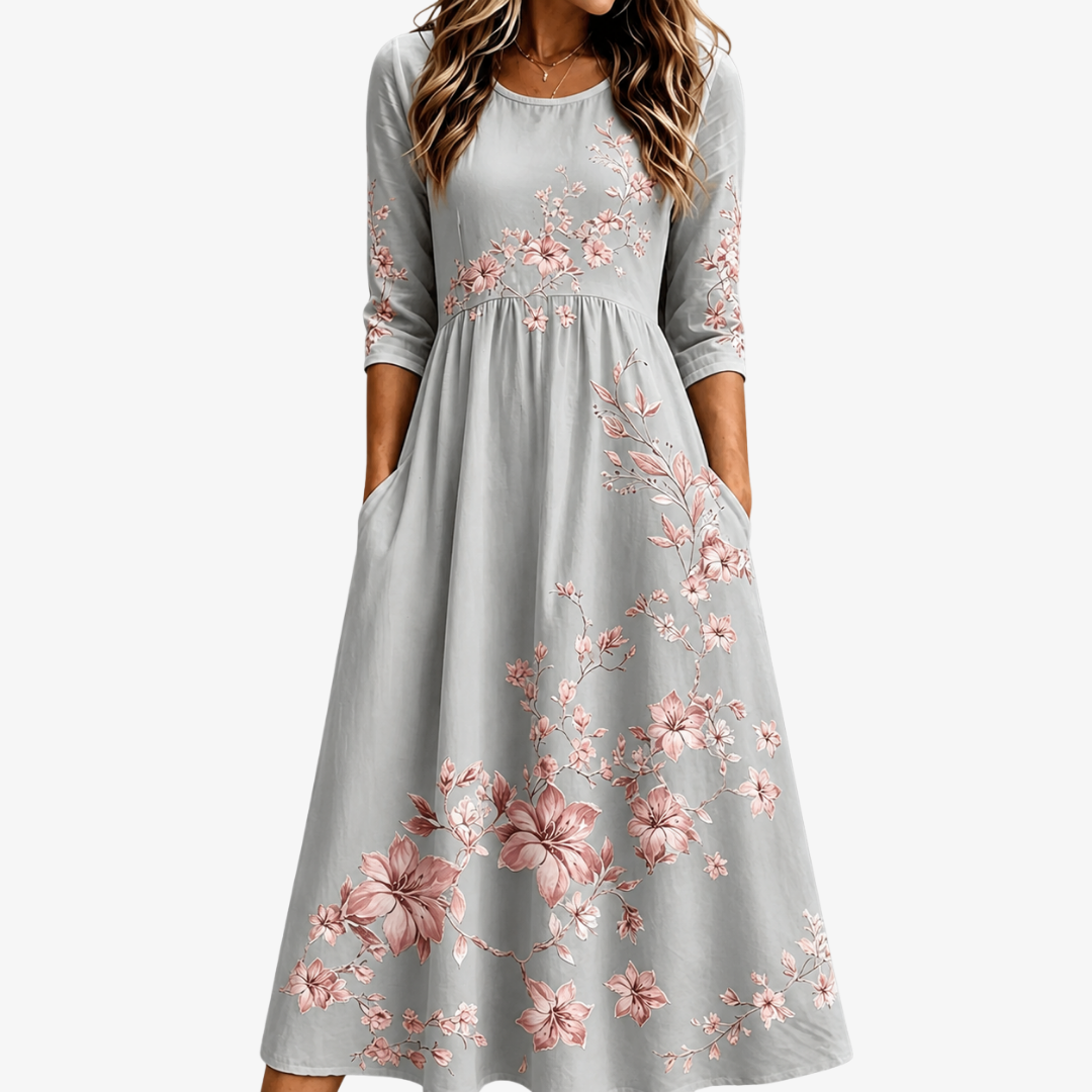 ELEANOR | ABITO MIDI SILVER BLOSSOM RETREAT