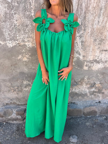 SYBIL | ABITO MAXI SCOLLO A U CON SPALLINE A FIOCCO