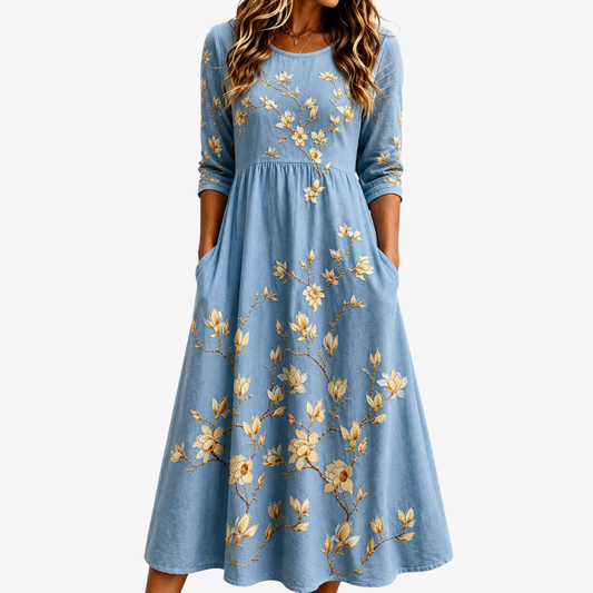 FREYA | VESTITO MIDI A TASCHE BLUEBELL MEADOW