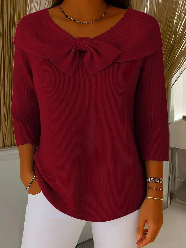 TIVELLA | MAGLIA CON FIOCCO E SCOLLO ROTONDO