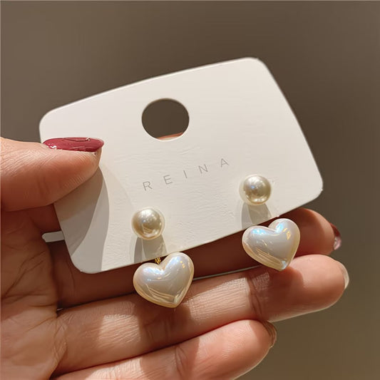 ARABELLA | ORECCHINI A CUORE CON DOPPIA PERLA