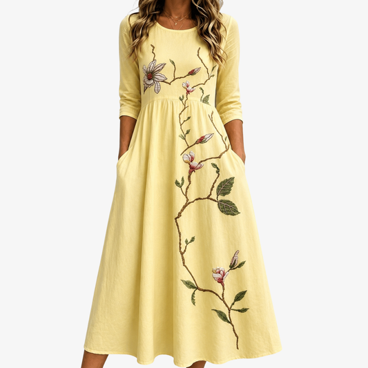 ISABELLA | ABITO MIDI A PORTAFOGLIO GOLDEN BLOSSOM