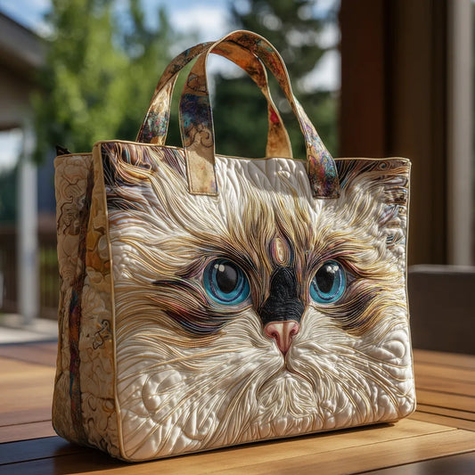 IVY | BORSA ARTIGIANALE A FORMA DI GATTO BIANCO CON OCCHI AZZURRI
