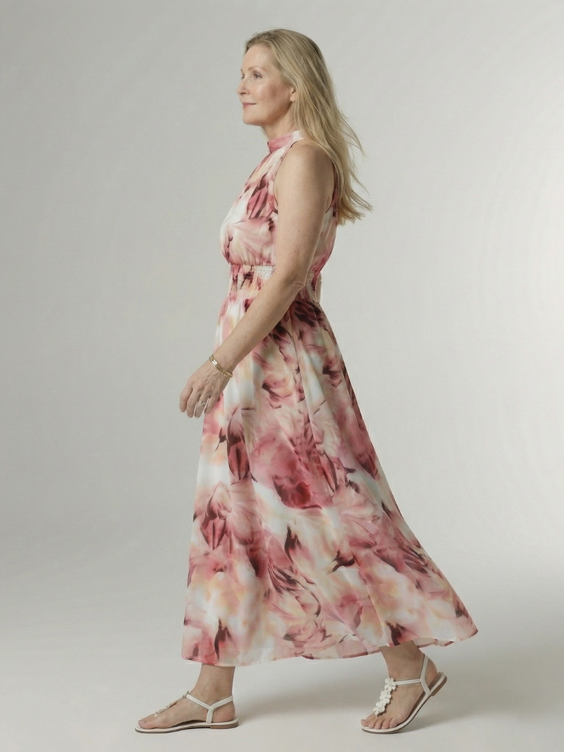 SYLIN | ABITO MIDI CON SCOLLO ALL'AMERICANA E ARRICCIATURA