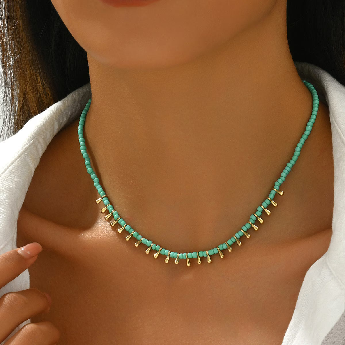 AZURA | COLLANA MINIMAL TURCHESE E ORO