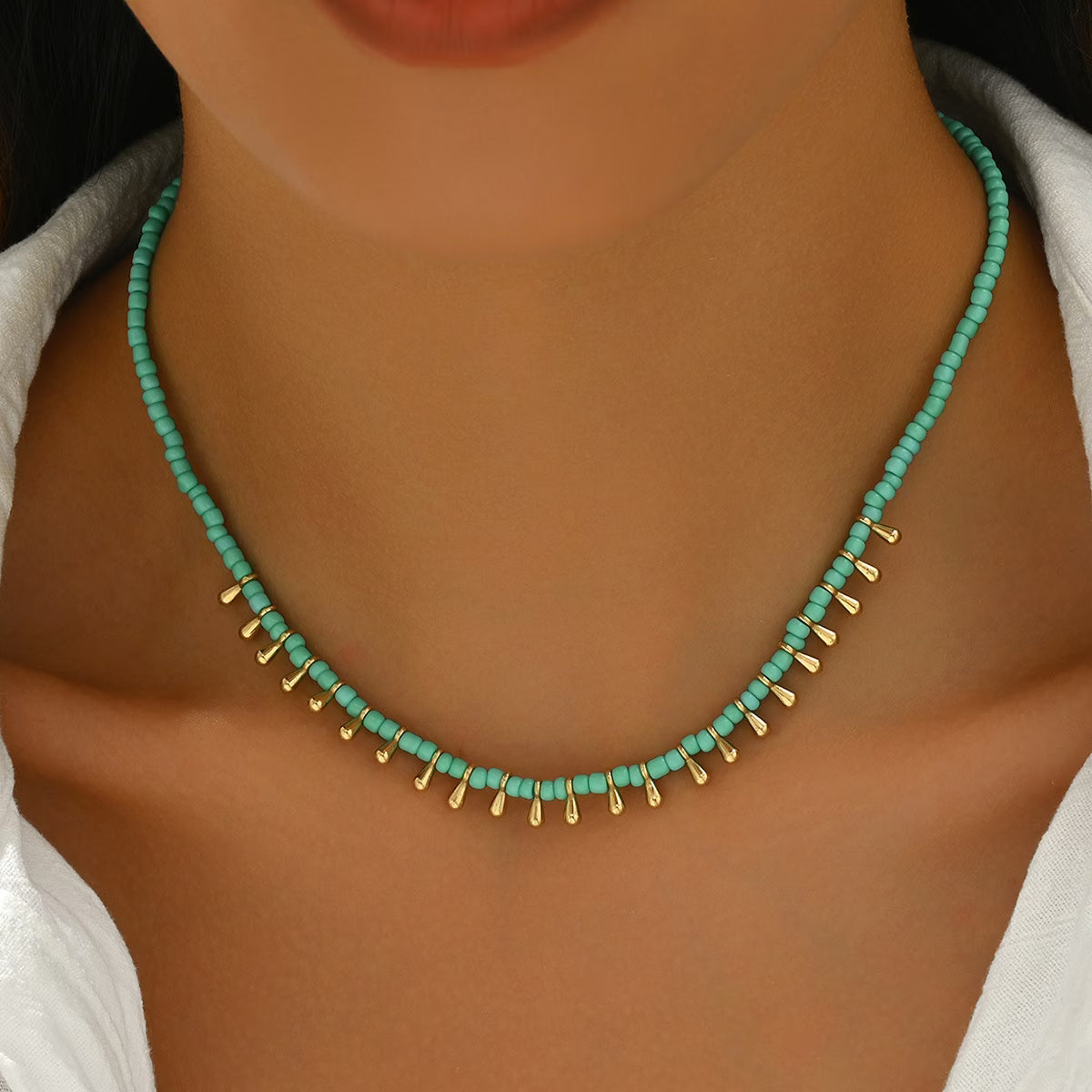 AZURA | COLLANA MINIMAL TURCHESE E ORO