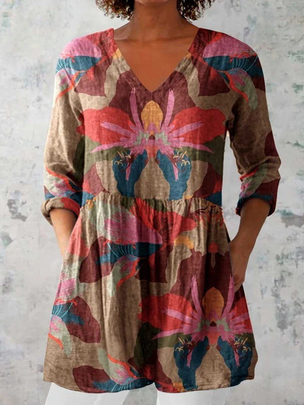 SARAH | CAMICIA LUNGA CON SCOLLO A V