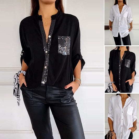 VERITY | CAMICIA BUTTON-DOWN CON PROFILO DI PAILLETTES