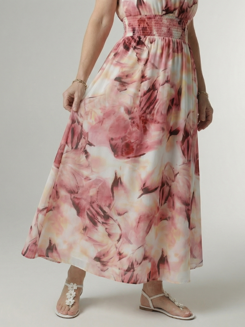 SYLIN | ABITO MIDI CON SCOLLO ALL'AMERICANA E ARRICCIATURA