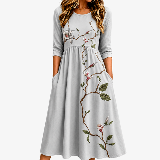 LUCIA | ABITO MIDI A PORTAFOGLIO SILVER MEADOW BLOSSOM