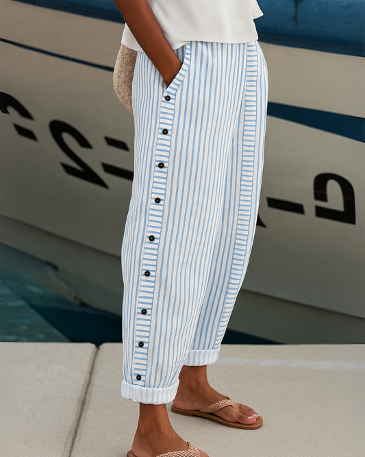 DIANE | PANTALONI A RIGHE SEABREEZE CON PATTA A BOTTONI