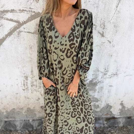 DENISE | VESTITO CON STAMPA LEOPARDATA