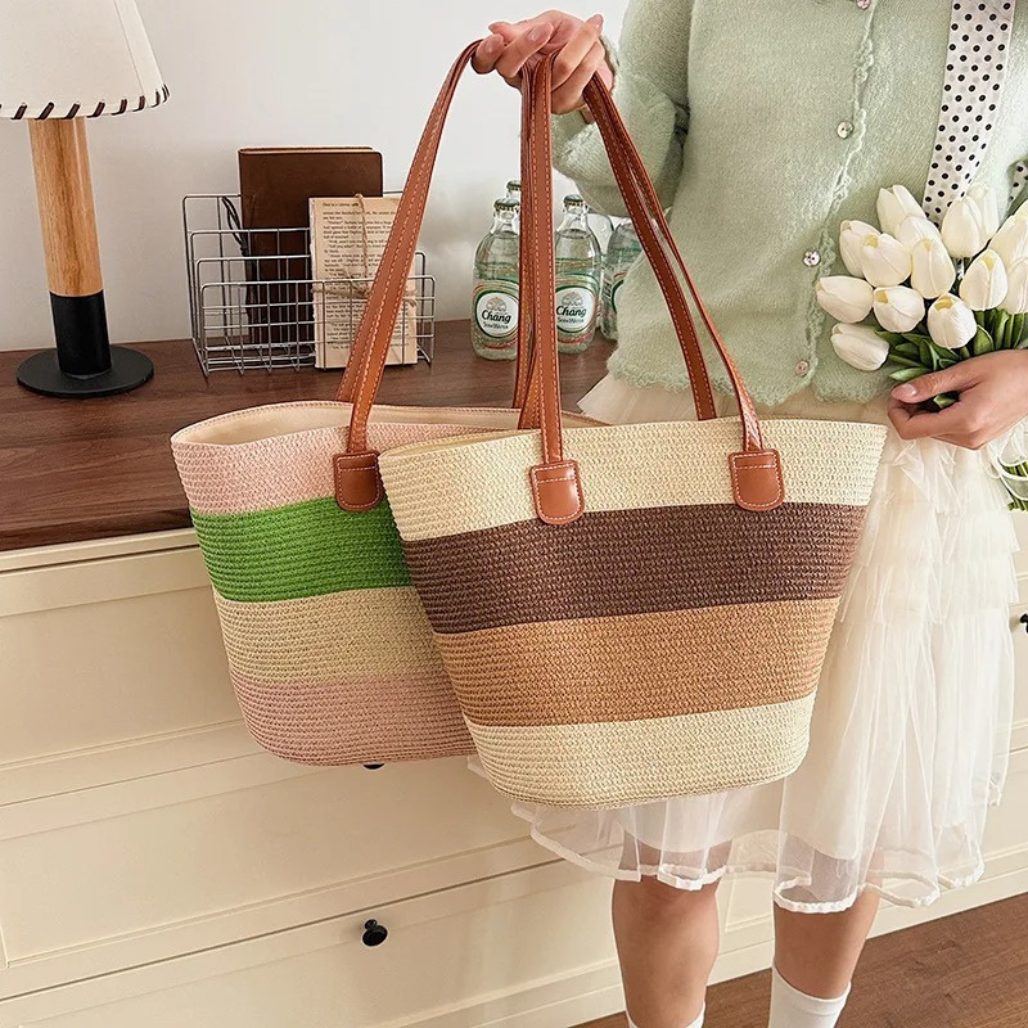 CORA | LA BORSA SHOPPER INTRECCIATA E COLORATA IN PAGLIA