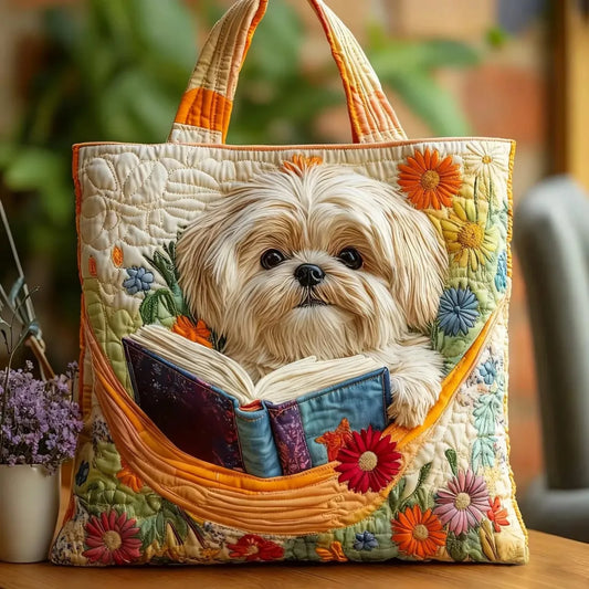 CHLOE | BORSA ARTIGIANALE SHIH TZU CON LIBRI E FIORI