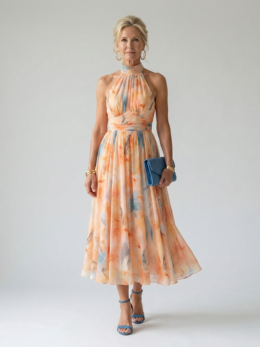 ELIN | ABITO MIDI CON SCOLLO ALL'AMERICANA MORBIDO