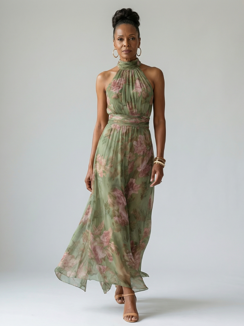 MIRELLE | ABITO MIDI CON SCOLLO ALL'AMERICANA E ARRICCIATURA