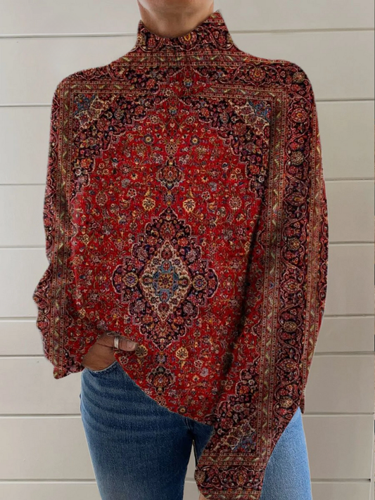 LYDIA | MAGLIA A DOLCEVITA CON STAMPA ARTISTICA VINTAGE