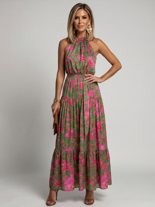 ROWEN | ABITO MIDI CON SCOLLO ALL'AMERICANA E DRAPPEGGI