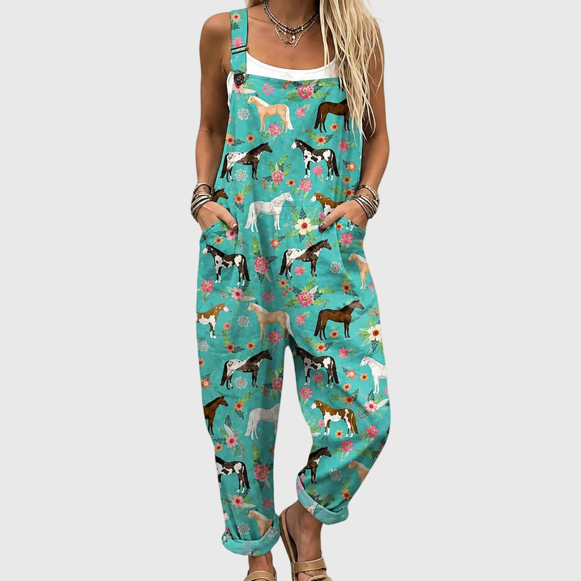 TUTA CON FIORI E CAVALLI