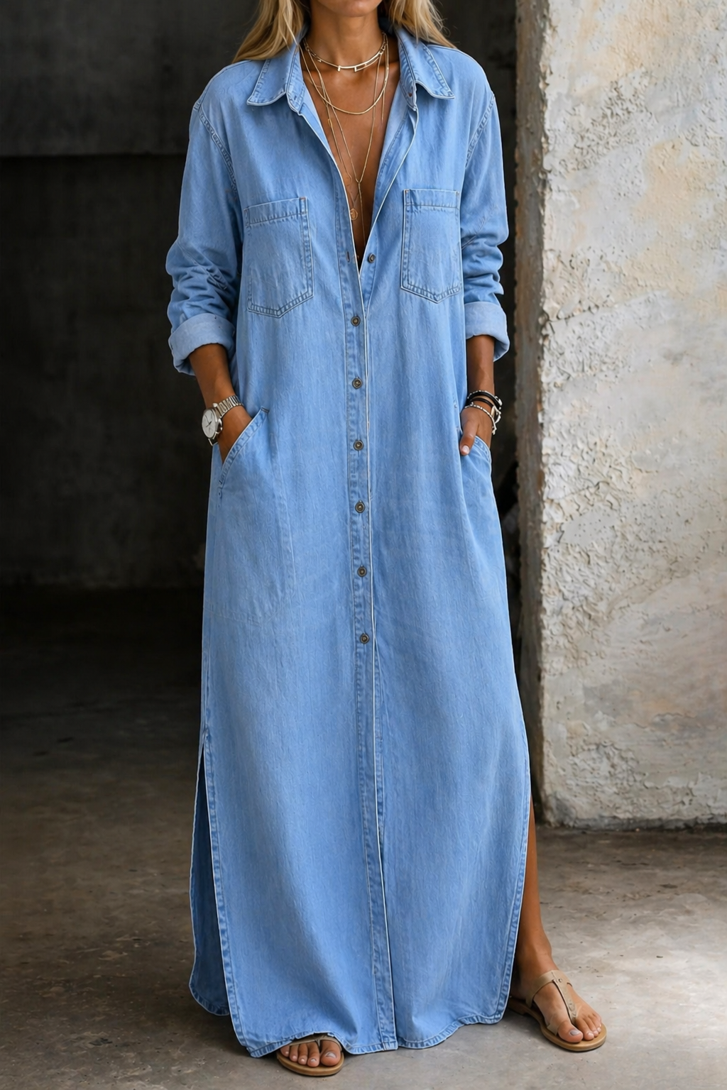 THEODORA | ABITO IN DENIM CON BOTTONI