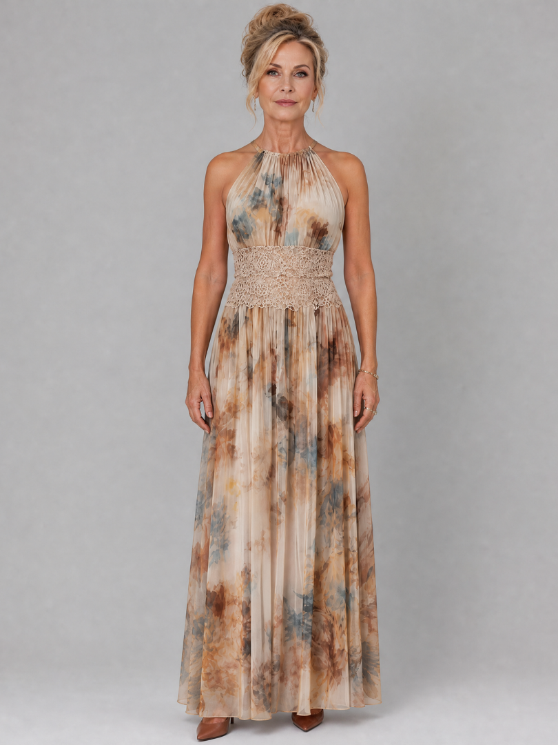 ELAVENUE | ABITO LUNGO CON SCOLLO ALL'AMERICANA E VITA IN PIZZO