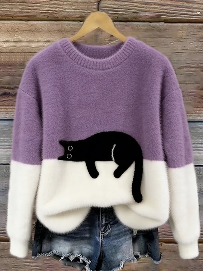 KIRSTEN | MAGLIONE ELEGANTE CON STAMPA GATTO
