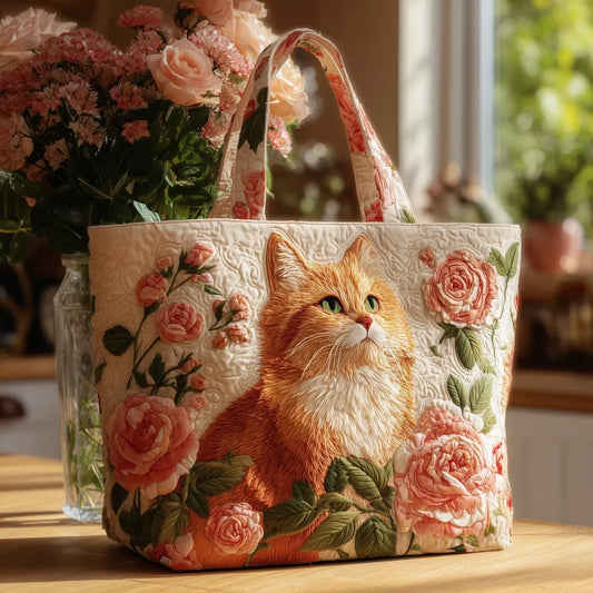 MOLLY | BORSA ARTIGIANALE GATTO ROSSO CON ROSE