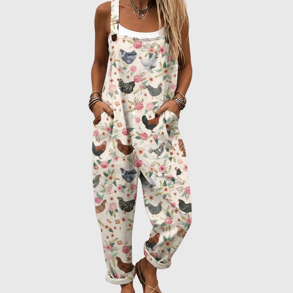 TUTA MORBIDA VINTAGE CON POLLI E FIORI