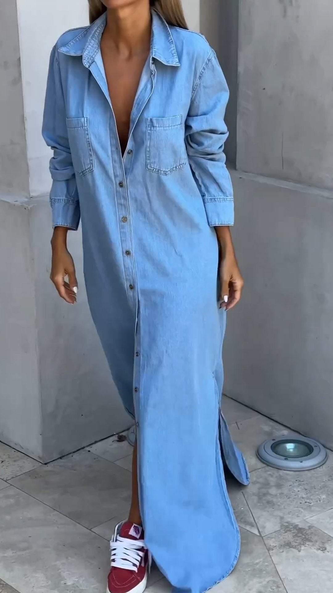 DINAH | ABITO IN JEANS A MANICHE LUNGHE CON REVER