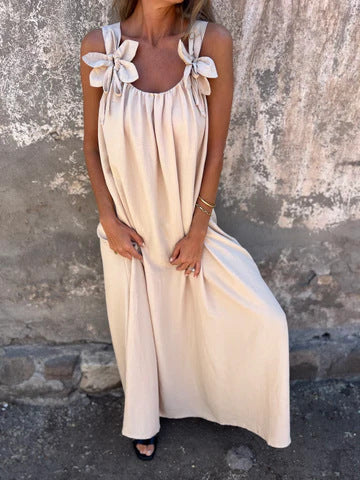 SYBIL | ABITO MAXI SCOLLO A U CON SPALLINE A FIOCCO