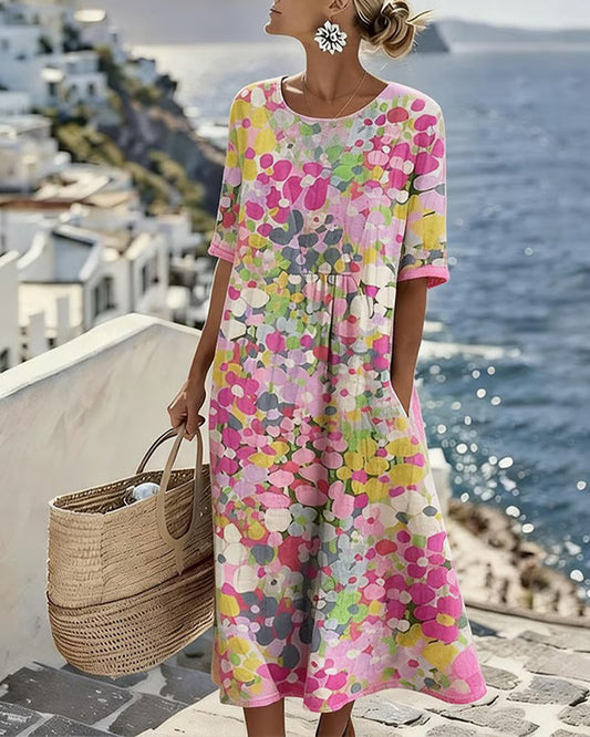 FLEURÉ | ABITO MIDI CON STAMPA FLOREALE ARIOSA