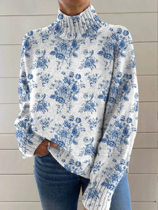 ASHLEY | MAGLIA A COLLO ALTO BLUE BLOSSOM