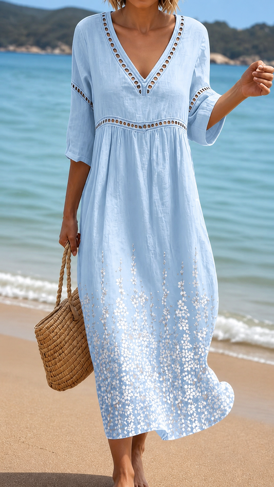 ELEANOR | VESTITO MIDI ESTIVO MORBIDO IN BLU