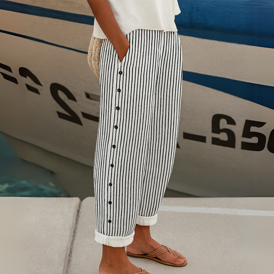 DIANE | PANTALONI A RIGHE SEABREEZE CON PATTA A BOTTONI
