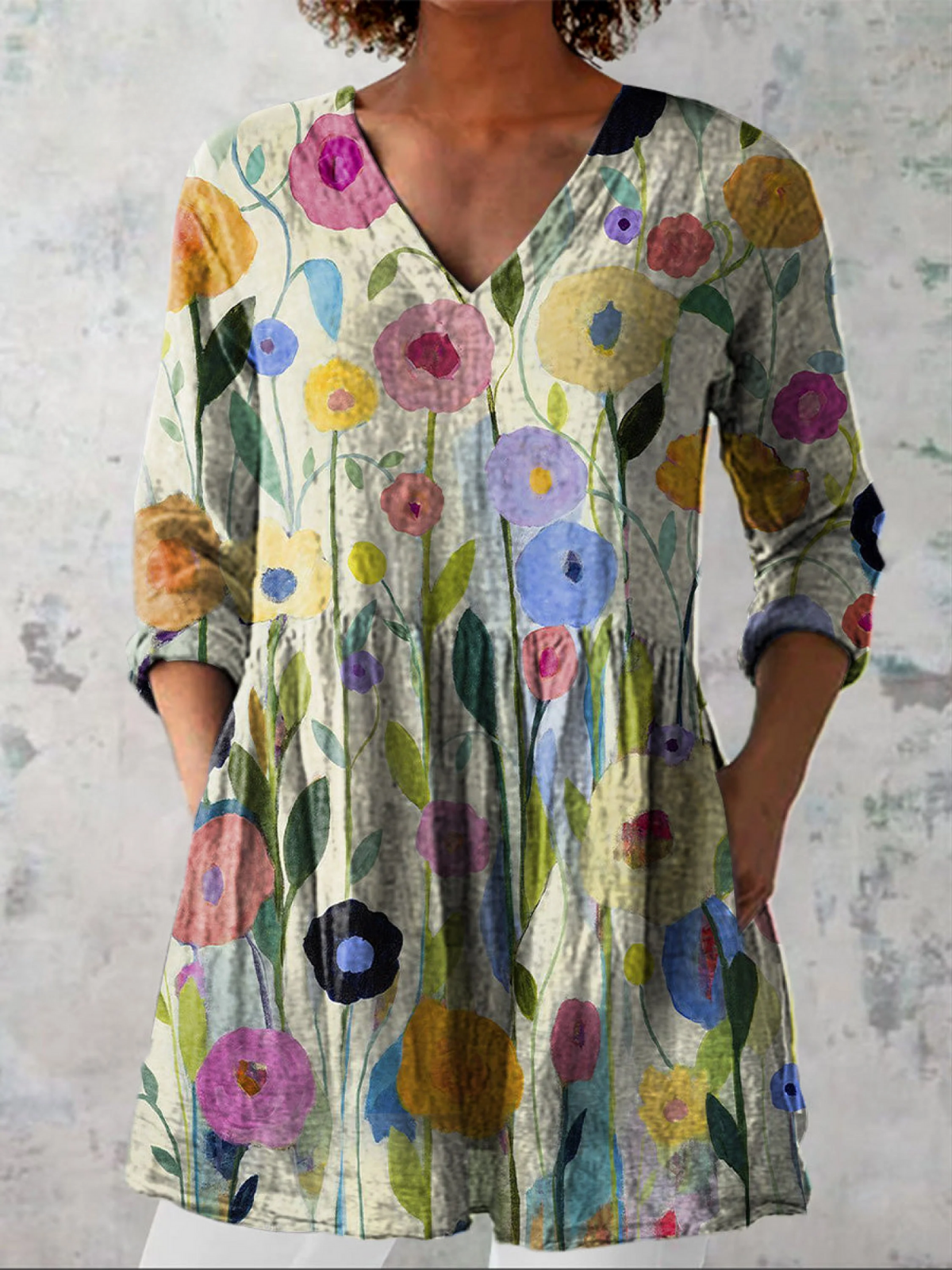 LOUISE | CAMICIA LUNGA CON SCOLLO A V