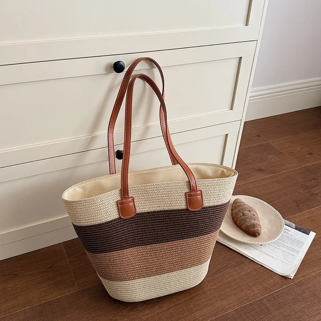 CORA | LA BORSA SHOPPER INTRECCIATA E COLORATA IN PAGLIA