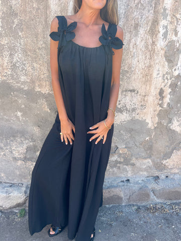 SYBIL | ABITO MAXI SCOLLO A U CON SPALLINE A FIOCCO