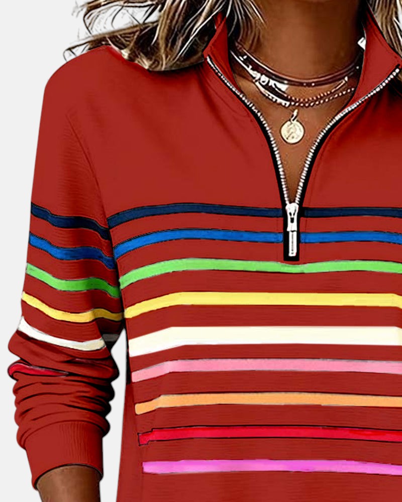 SERENELLE | FELPA CON ZIP A RIGHE ARCOBALENO