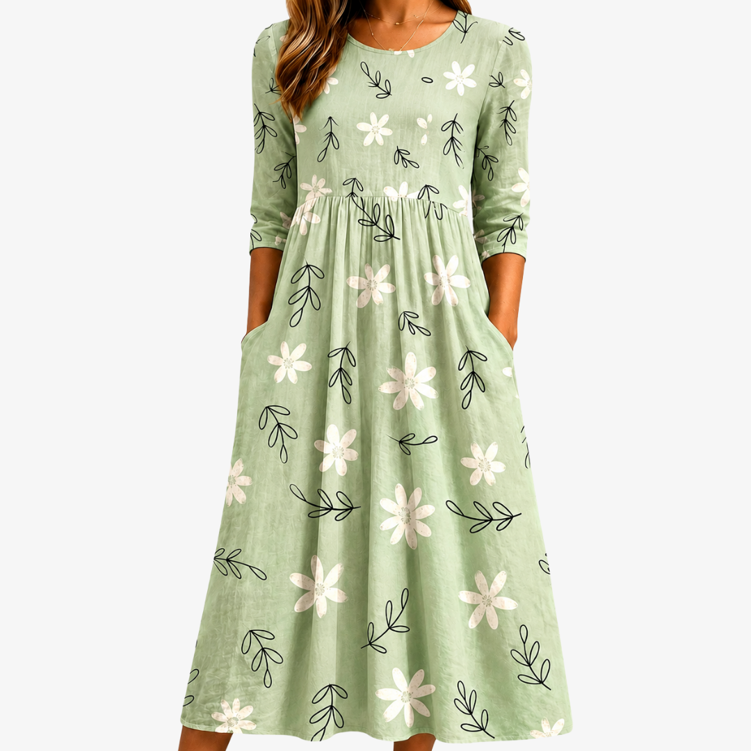ELIZA | ABITO MIDI A TASCHE SAGE BLOSSOM EVERYDAY