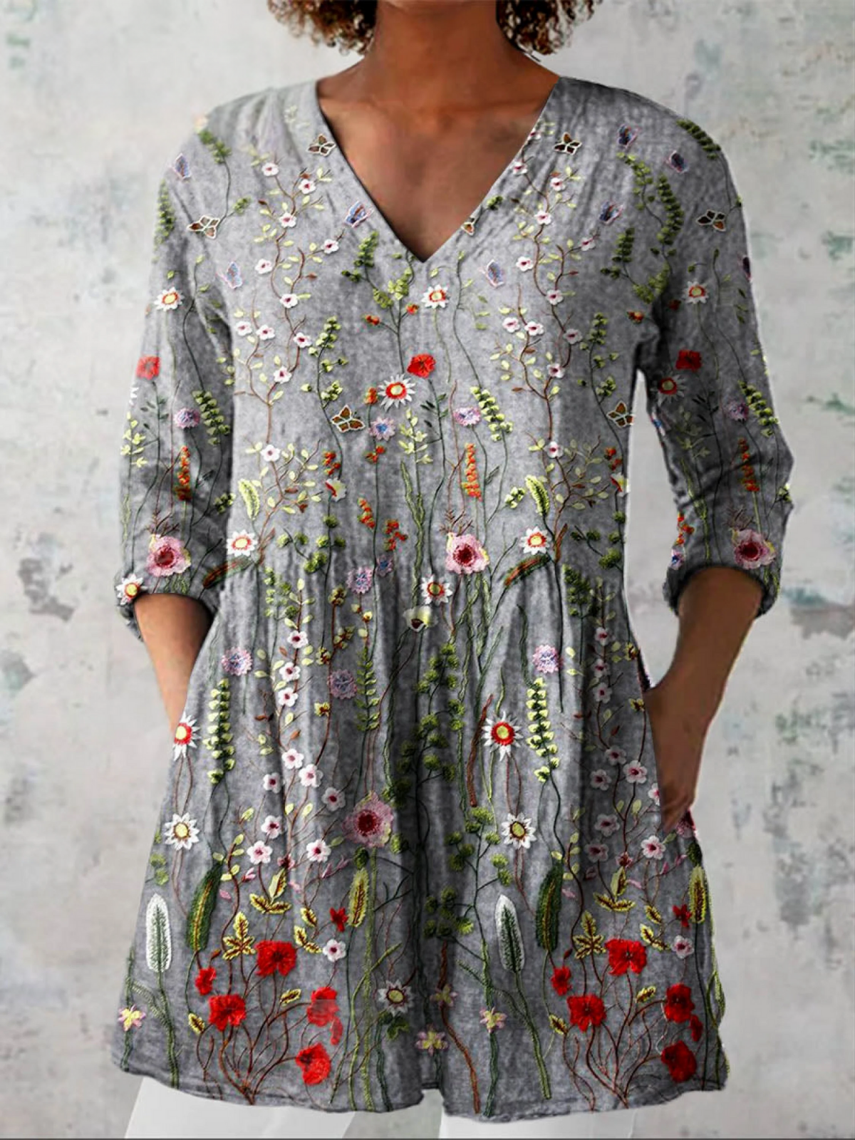 AMELIE | CAMICIA LUNGA CON SCOLLO A V