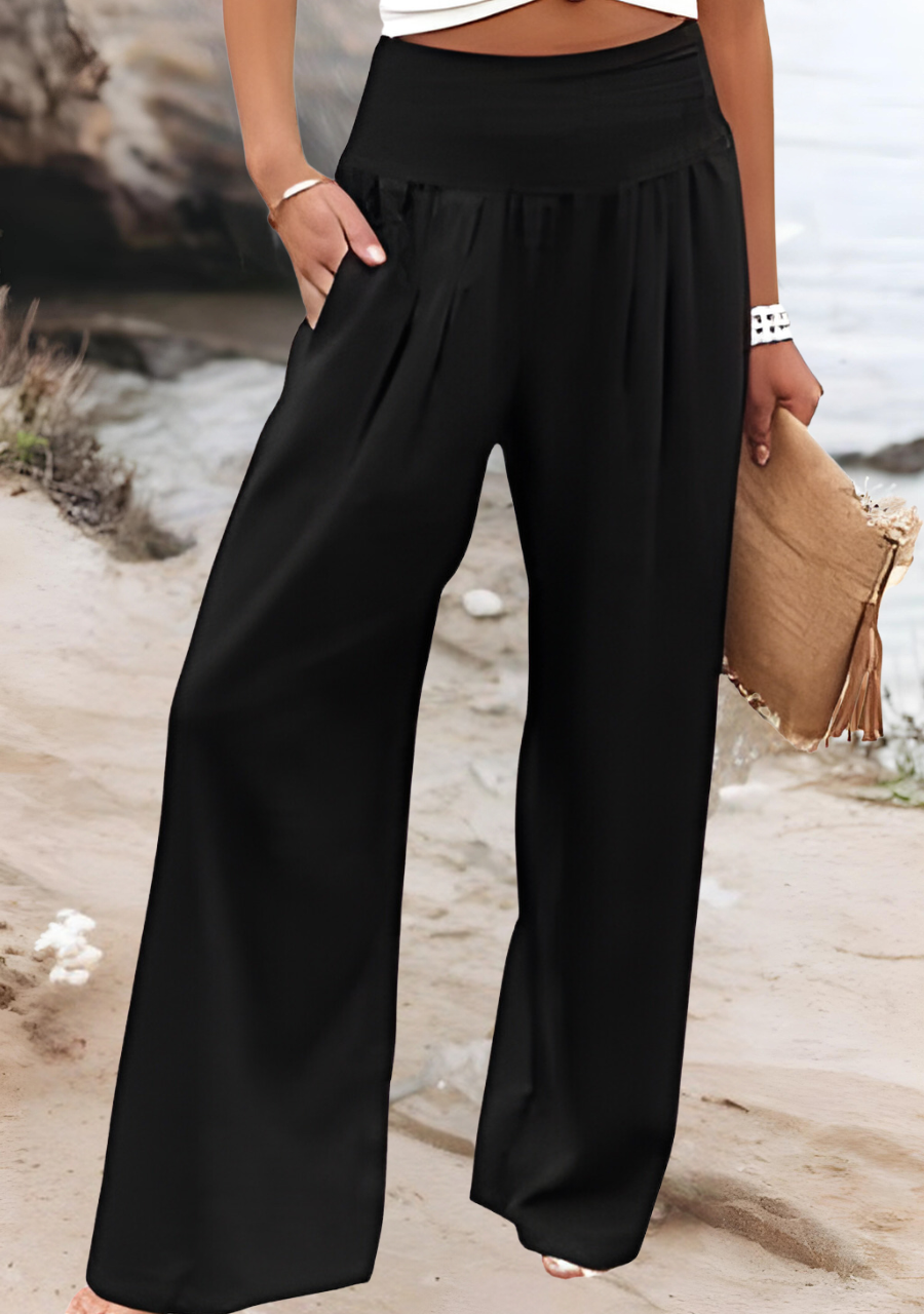 DEBORAH | PANTALONI A GAMBA AMPIA CON VITA ARRICCIATA