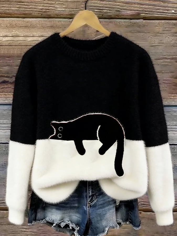 KIRSTEN | MAGLIONE ELEGANTE CON STAMPA GATTO