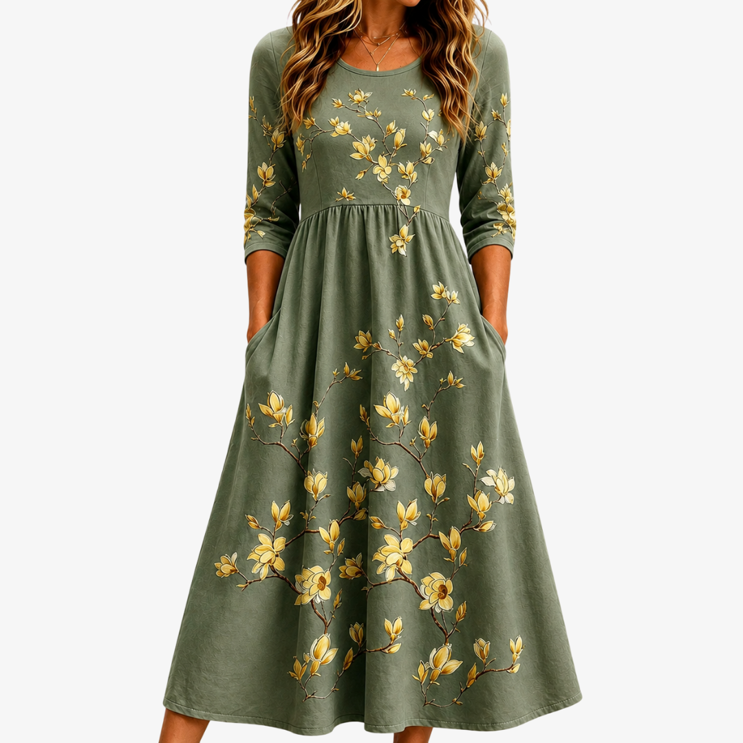 SOPHIA | ABITO MIDI A PORTAFOGLIO SAGE BLOSSOM GRACE