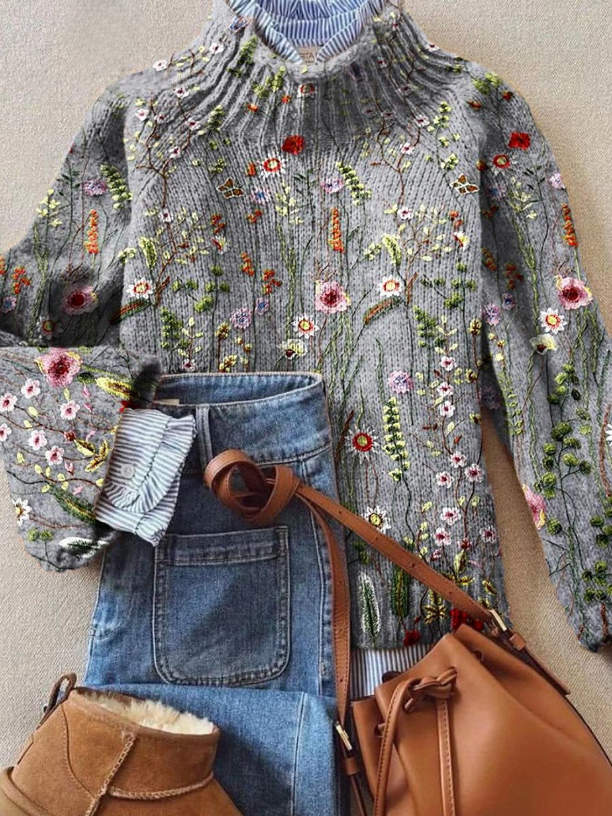 ABIGAIL | MAGLIONE CLASSICO VINTAGE A FIORI