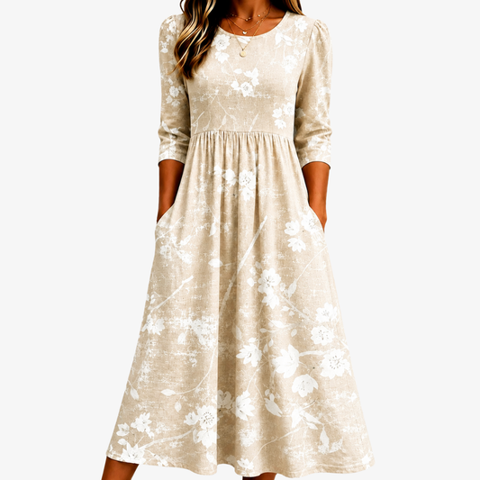 LILA | ABITO MIDI DA GIORNO CON FIORI DI CAMPO DELICATI