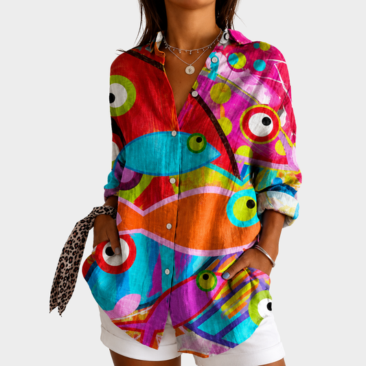 OLIVIA | CAMICIA CON MOTIVO A MOSAICO VIBRANTE