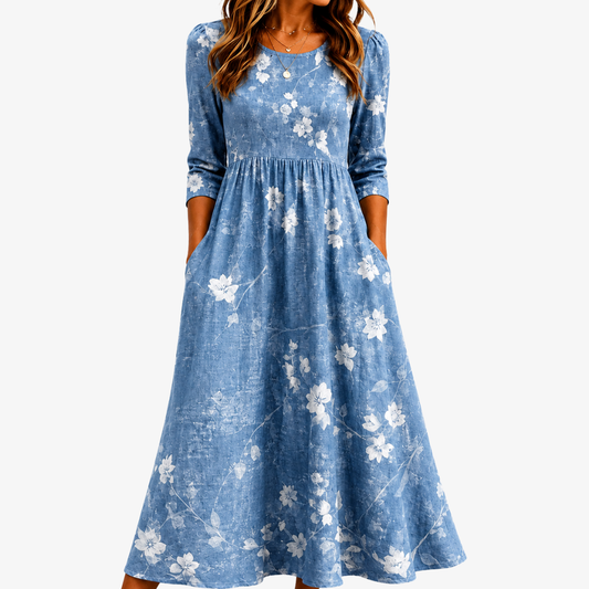 DAISY | ABITO MIDI A FIORI CON TASCHE BLUEBELL BREEZE