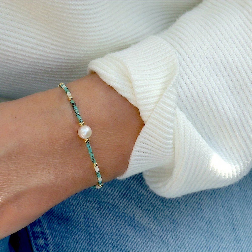 TESSA | BRACCIALETTO MINIMAL CON TURCHESE E PERLA
