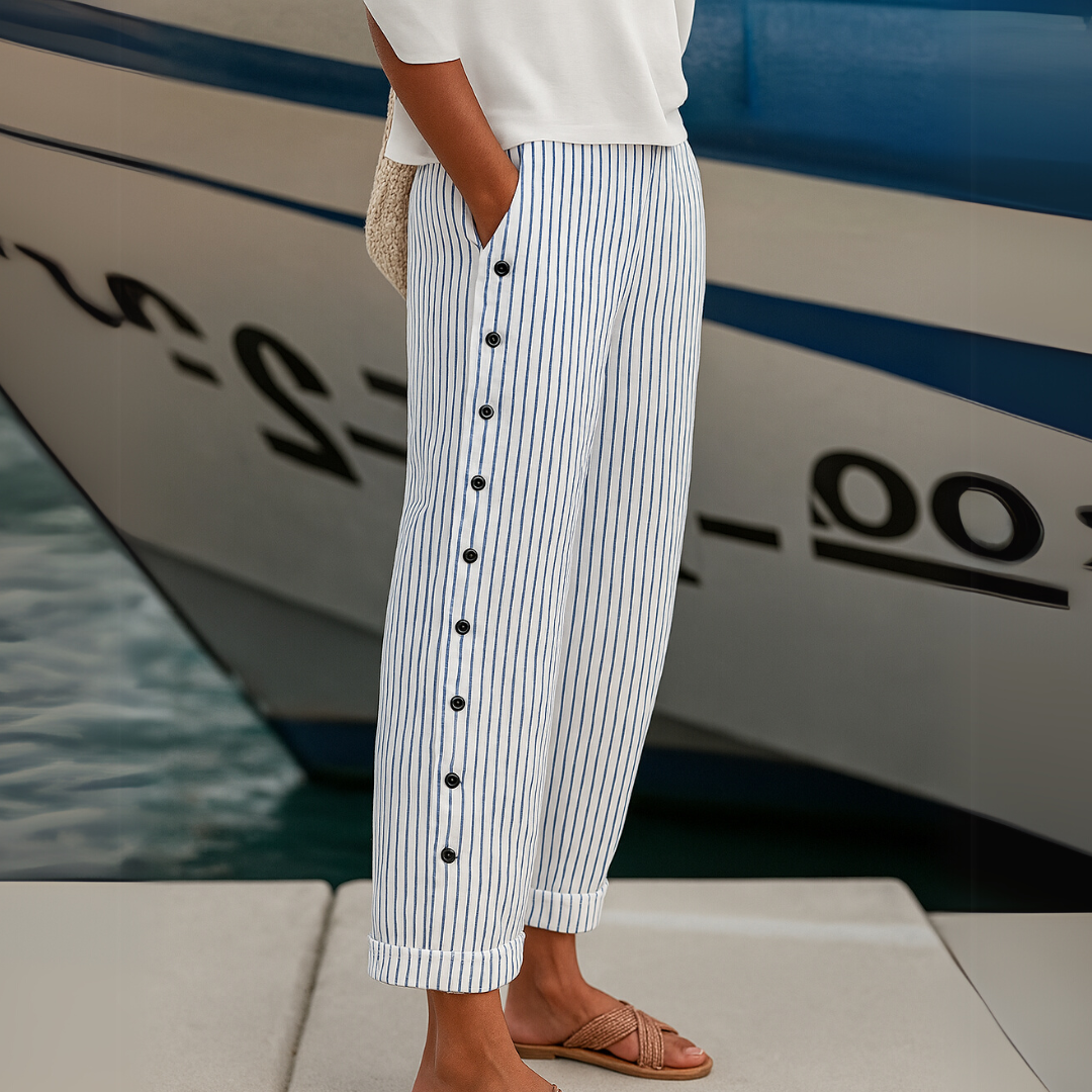 DIANE | PANTALONI A RIGHE SEABREEZE CON PATTA A BOTTONI