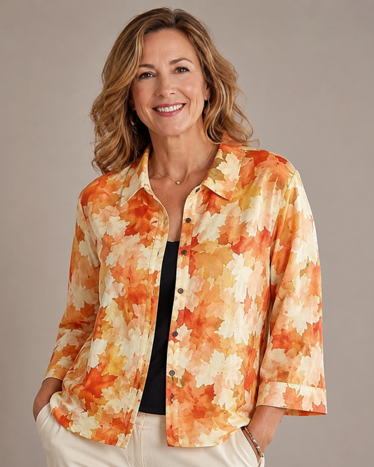 LAURENTINE | CAMICIA CON FOGLIE ACQUERELLATE
